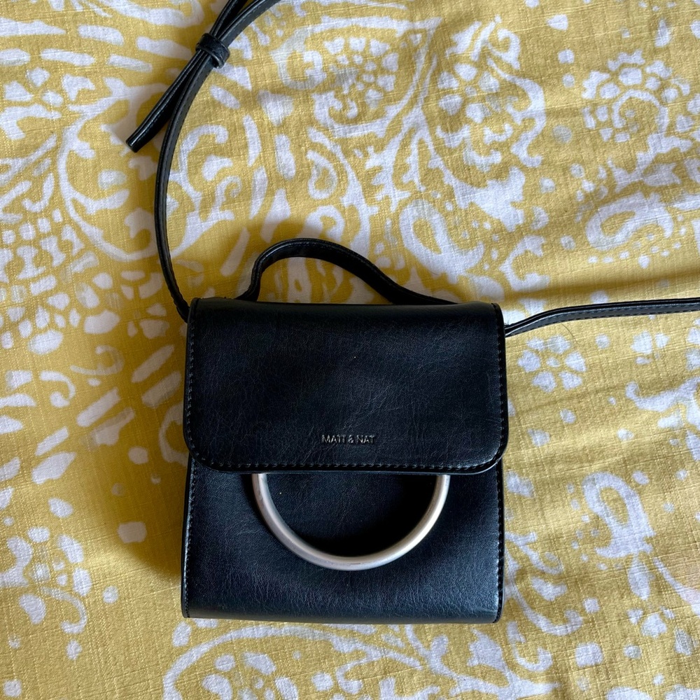 Matt & Nat Black and Silver Mini Bag